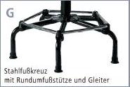 Stahlfusskreuz mit Rundumfussstütze und Gleiter